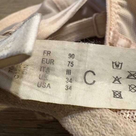 Chantelle Aeria C12960 Beige Underwire Mesh Bra Size 34C Adjustable Straps - Picture 4 of 4